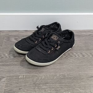 Worn Black Canvas Skechers Bobs Sneakers